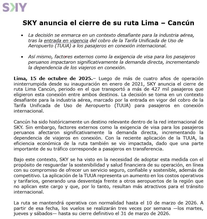 sky comunicado tuua